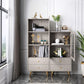 Modern Wooden Bookcase Standard Closed Back White/Champagne Bookshelf for Home Office
