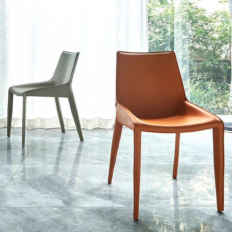 Metal Leather Contemporary Dining Chair Dining Room Solid Back Chair with Arm Clearhalo ' kitchen&dining_furn' 'Dining Chairs' 'Dining Tables & Seating' 'dining_chair' 'furn' 'furn_dining_chair' 'Furniture' 'furniture_dining_chair' 'Kitchen & Dining Furniture' 'kitchen' 1200x1200_9bd64b2d-ac78-45a9-82bd-3fc317a2ec68