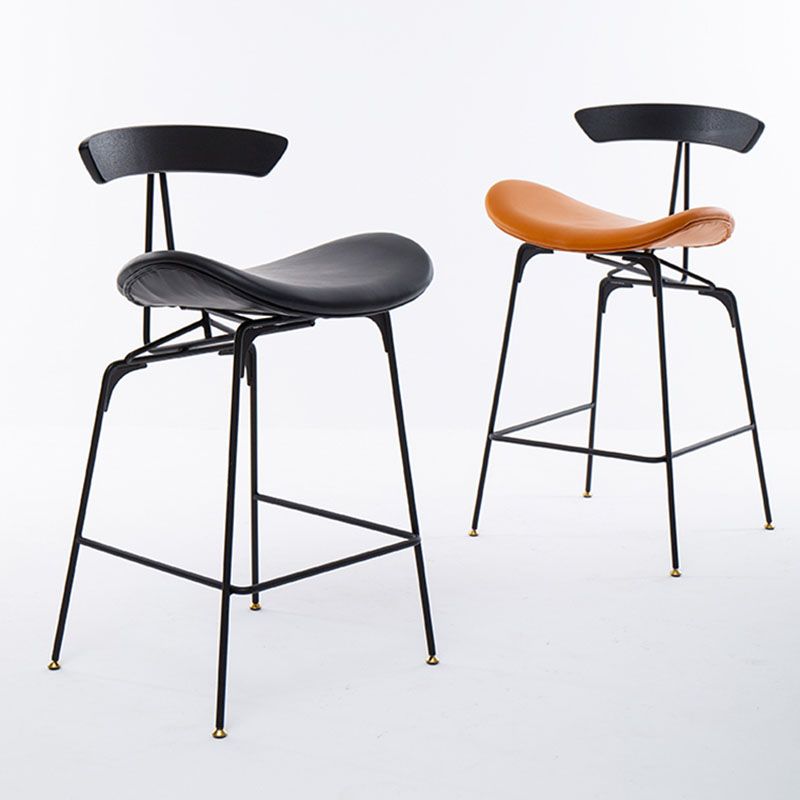 Industrial Matte Finish Leather Barstool Footrest Home Stool Clearhalo 'Bar Furniture' 'Bar Stools' 'bar_stools' 'furn' 'furn_bar_stools' 'Furniture' 'furniture_bar_stools' 'Kitchen & Dining Furniture' 1200x1200_9bd93428-52a9-4822-9811-b553aae26fbb