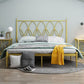 47" Tall Open-Frame Bed Glam Metallic Standard Bed with Headboard
