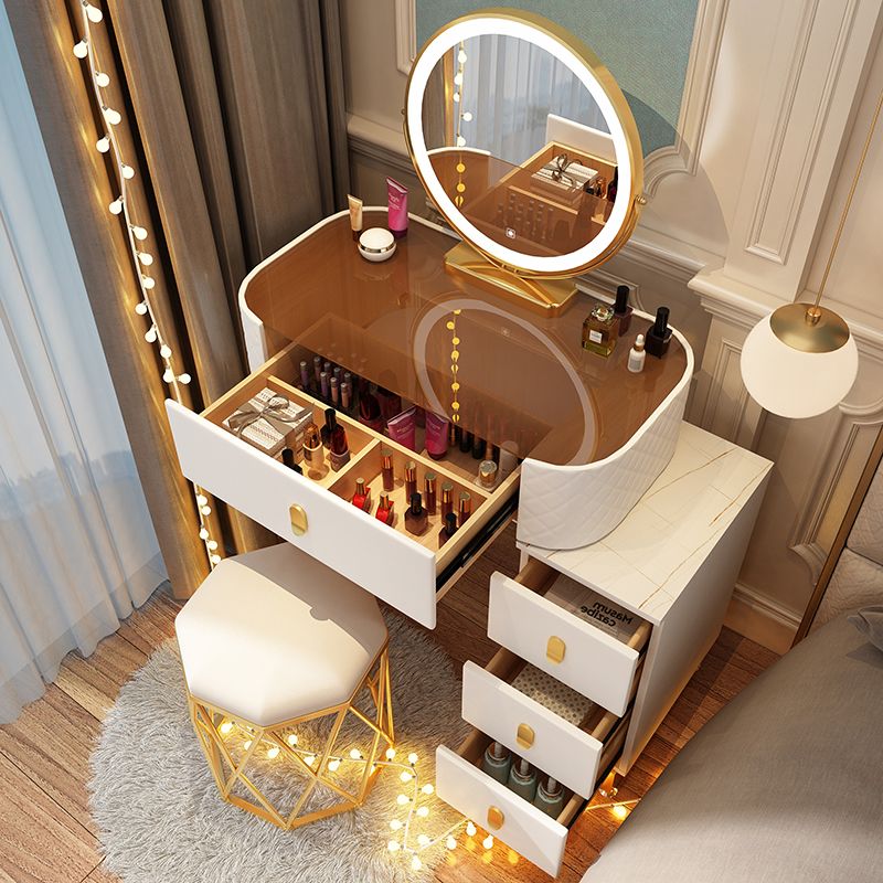 Tavolo da toeletta a specchio illuminato dimmeble 4 cassetti e vanità per il trucco delle feci