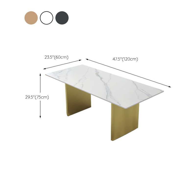 Traditional Luxury Double Pedestal Table Rectangle Dining Table with Metal Base Clearhalo 'Dining Tables & Seating' 'Dining Tables' 'dining_table' 'furn' 'furn_dining_table' 'Furniture' 'Kitchen & Dining Furniture' 1200x1200_9bdd4a7e-f409-48bb-9608-1ba8179d1f26