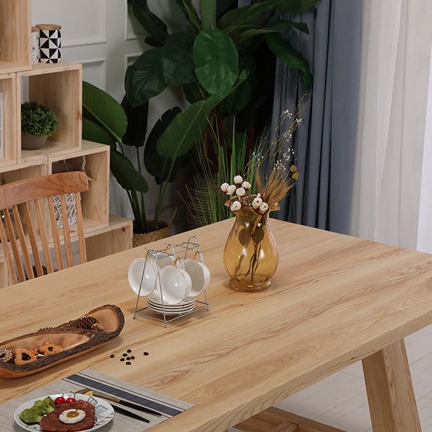 Rectangle Pine Wood Dining Table Modern Table in Nature with Wooden Trestle Base Clearhalo ' dining_table' 'Dining Tables & Seating' 'Dining Tables' 'furn' 'furn_dining_table' 'Furniture' 'furniture_dining_table' 'Kitchen & Dining Furniture' 'kitchen&dining_furn' 'kitchen' 'kitchen_dining_table' 1200x1200_9bde4ba8-af0a-406c-9154-701d623fe608