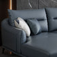 Blue Pillow Back Sectional Genuine Leather L-shape 3/4-Seat Sectional