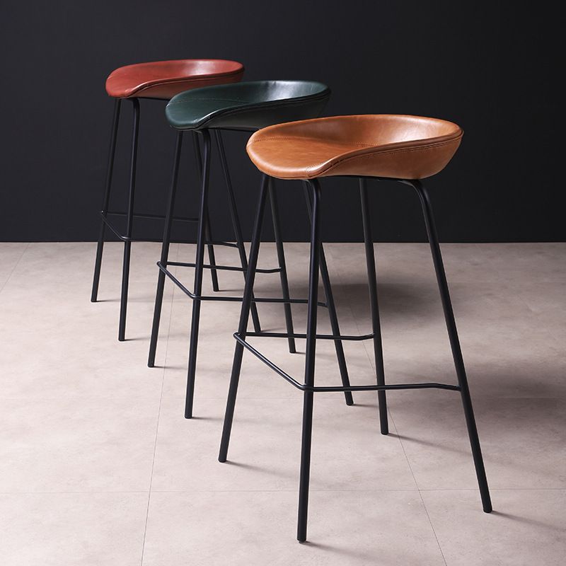 Nordic Style Leather Upholstered Barstool Metal Frame Bar Stool Clearhalo 'Bar Furniture' 'Bar Stools' 'bar_stools' 'furn' 'furn_bar_stools' 'furniture_bar_stools' 'Kitchen & Dining Furniture' 'kitchen&dining_furn' 'kitchen' 'kitchen_furn' Furniture' 1200x1200_9be090d9-2d8a-4191-8e43-3634902216ee