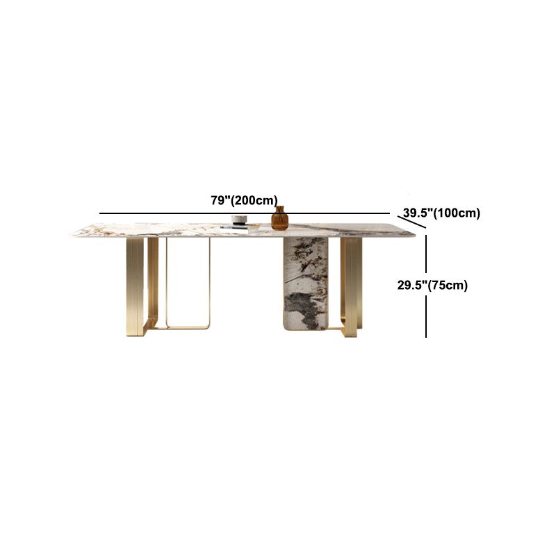 Juego de comedor con tapa de piedra sinterizada de lujo, juego de mesa de comedor rectangular de 1/3/4/5/6 piezas