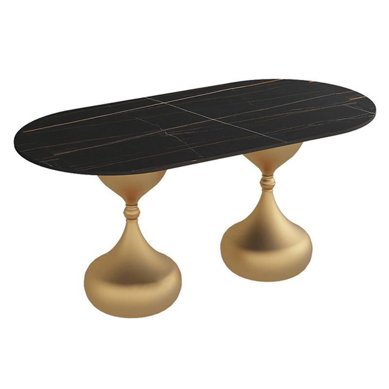 Oval Sintered Stone Table for Restaurant Modern Dining Table with Double Pedestal Base Clearhalo ' dining_table' 'Dining Tables & Seating' 'Dining Tables' 'furn' 'furn_dining_table' 'Furniture' 'furniture_dining_table' 'Kitchen & Dining Furniture' 'kitchen&dining_furn' 'kitchen' 'kitchen_dining_table' 1200x1200_9be2409f-97b4-4c41-8193-8f0b0493afe4