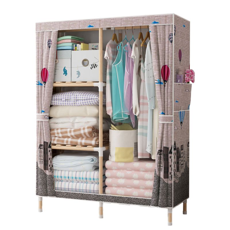 Metal Modern Armoire Shelves Storage Wardrobe Closet with Garment Rod Clearhalo 'Armoires & Wardrobes' 'armoires_wardrobes' 'Bedroom Furniture' 'furn' 'furn_armoires_wardrobes' 'Furniture' 1200x1200_9be2dd7f-5f72-4c60-86aa-652e0295c172