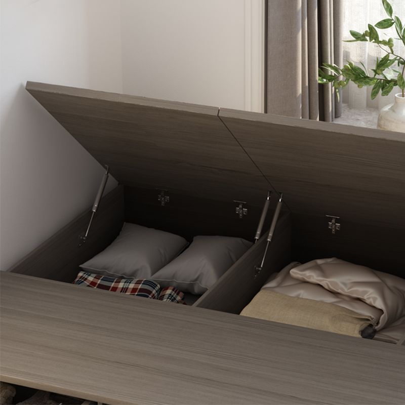 White and Brown Finish Platform Bed Lift Up Storage Platform Bed Frame Clearhalo 'Bedroom Furniture' 'Beds' 'furn' 'furn_beds' 'Furniture' 1200x1200_9be32908-a7ee-450c-aa28-2a861e50c8ef