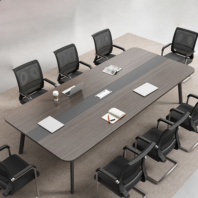 Cappuccino Curbe Writing Desk avec des jambes métalliques Bureau de bureau en métal et en bois artificiel