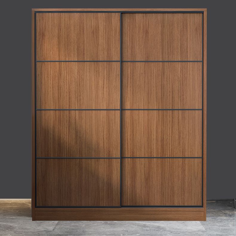 Modern Brown Wood Wardrobe Armoire Freestanding Multifunctional Wardrobe