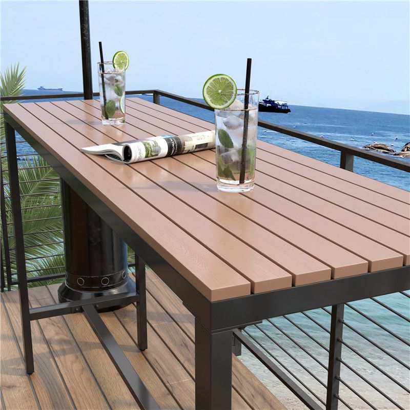 Contemporary Bar Table Set 1/2/5 Pcs Iron Black Metal Frame Bar Table and Stools