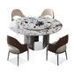 Table à manger ronde moderne Table à manger en pierre avec socle en acier inoxydable