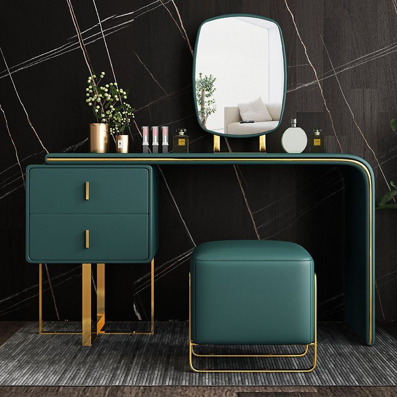 Vanity trucco glam con 2 cassetti di stoccaggio da 20,47 "largo cassettiere in pelle finta