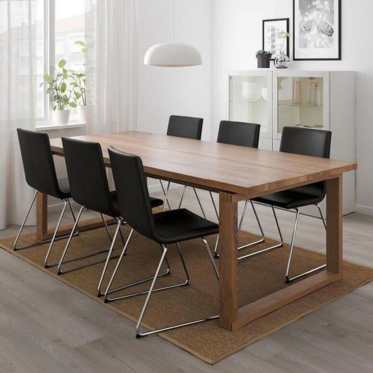 Contemporary Rectangle Shape Kitchen Dining Table Solid Wood Dining Table with Double Pedestal Bases Clearhalo ' dining_table' 'Dining Tables & Seating' 'Dining Tables' 'furn' 'furn_dining_table' 'Furniture' 'furniture_dining_table' 'Kitchen & Dining Furniture' 'kitchen&dining_furn' 'kitchen' 'kitchen_dining_table' 1200x1200_9be5b8e7-b48c-4202-88d9-4c4c7a32a729