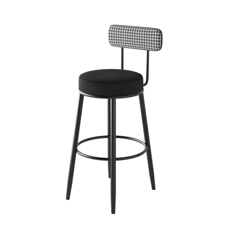 Black Metal Nordic Barstool Low Back Indoor Tall Stool with Upholstered Seat Clearhalo 'Bar Furniture' 'Bar Stools' 'bar_stools' 'furn' 'furn_bar_stools' 'furniture_bar_stools' 'Kitchen & Dining Furniture' 'kitchen&dining_furn' 'kitchen' 'kitchen_furn' Furniture' 1200x1200_9be64d13-d63b-482a-a65f-32715c9b61a0