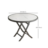 Modern White Foldable Dining Table Wood Tabletop with Metal Legs