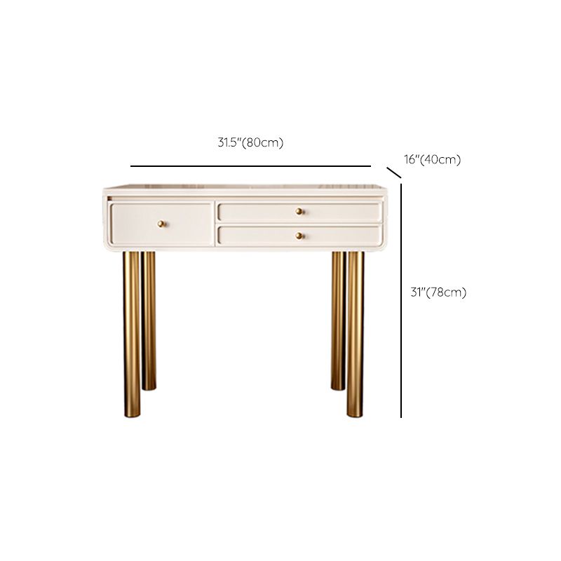 Glam Wood Vanity Dressing Table White Makeup Vanity Desk with Drawer