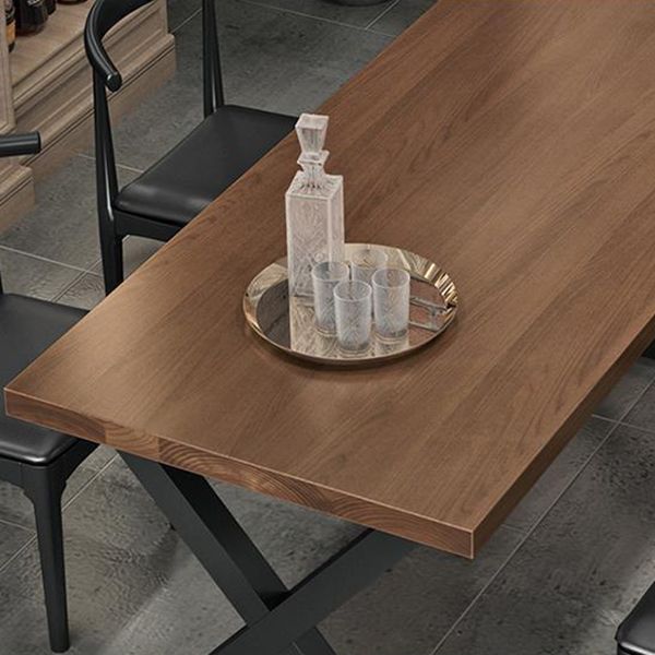 Industrial Dining Wood Table Dining Rectangle Table with Metal Legs