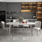 Glam Style Furniture Rectangle Stone Dining Room Table in White