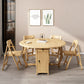 Foldable Rubber Wood Dining Table Medieval Modern Round Table with Storage Trestle Base Clearhalo 'Dining Tables & Seating' 'Dining Tables' 'dining_table' 'furn' 'furn_dining_table' 'Furniture' 'furniture_dining_table' 'Kitchen & Dining Furniture' 'kitchen' 'kitchen_dining_table' 1200x1200_9bea2d76-cba4-449e-aaf4-addf21a83ab4