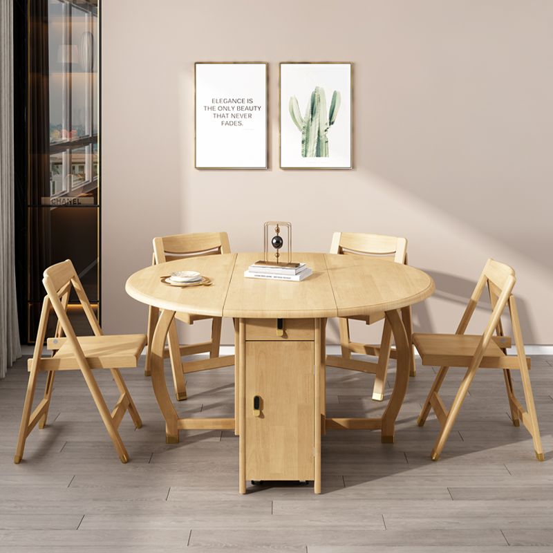 Foldable Rubber Wood Dining Table Medieval Modern Round Table with Storage Trestle Base Clearhalo 'Dining Tables & Seating' 'Dining Tables' 'dining_table' 'furn' 'furn_dining_table' 'Furniture' 'furniture_dining_table' 'Kitchen & Dining Furniture' 'kitchen' 'kitchen_dining_table' 1200x1200_9bea2d76-cba4-449e-aaf4-addf21a83ab4