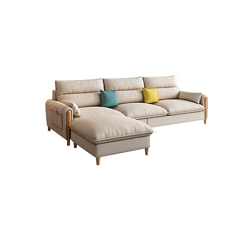 Scandinavian Beige Straight Arm Sofa/Sectional with Removable Cushions