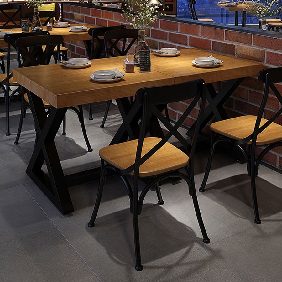 Industrial Wood Dining Table for Restaurant Square Table with Trestle Base Clearhalo 'Dining Tables & Seating' 'Dining Tables' 'dining_table' 'furn' 'furn_dining_table' 'Furniture' 'Kitchen & Dining Furniture' 1200x1200_9beae64e-dc75-4495-9852-416a25392da4