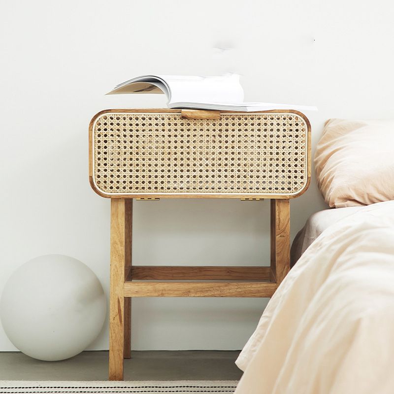 23,62 "Tableau de nuit d'armoire de chevet de rotin avec porte avec porte