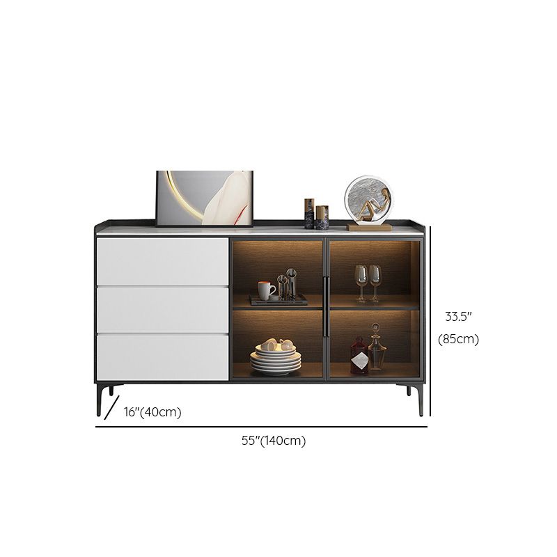 Porte di vetro in vetro in stile glam con armadi e cassetti