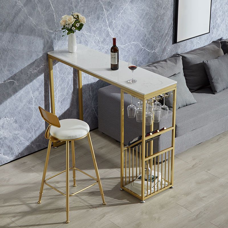 Mesa de barra de rectángulo de mármol de lujo juego 1/2 piezas de mesa con taburetes altos