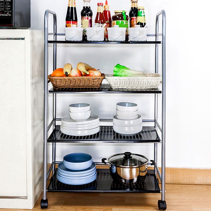 Open Shelves Kitchen Trolley Home Dining Modern Prep Table with Casters Clearhalo 'furn' 'furn_kitchen_islands_carts' 'Furniture' 'Kitchen & Dining Furniture' 'Kitchen Islands & Carts' 'kitchen_islands_carts' 1200x1200_9bf2297e-4220-484e-a3b3-f6182b109da4