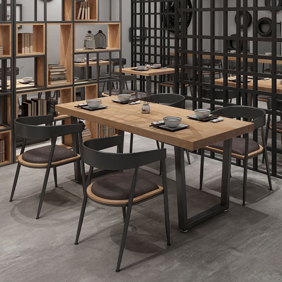 Industrial Style Solid Wood Dining Table Brown Rectangle Sled Base Table for Dinning Room Clearhalo ' dining_table' 'Dining Tables & Seating' 'Dining Tables' 'furn' 'furn_dining_table' 'Furniture' 'furniture_dining_table' 'Kitchen & Dining Furniture' 'kitchen&dining_furn' 'kitchen' 'kitchen_dining_table' 1200x1200_9bf742c0-ba98-4719-a860-172bb3fc411b