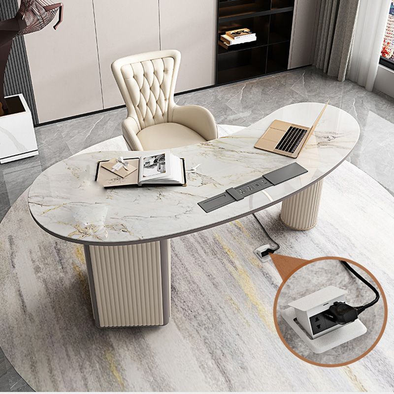 Bureau de bureau secrétaire en marbre contemporain, 27,6 "W x 29,5" H