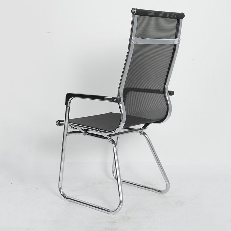 Silver Metal Modern Conference Chair Mid-Back / High Back Mesh and Leather Chair Clearhalo 'furn' 'furn_office_chair' 'Furniture' 'Office Chairs' 'Office Furniture' 'office_chair' 1200x1200_9bfa39ac-1e7a-4b2e-816e-94acb2f1e426