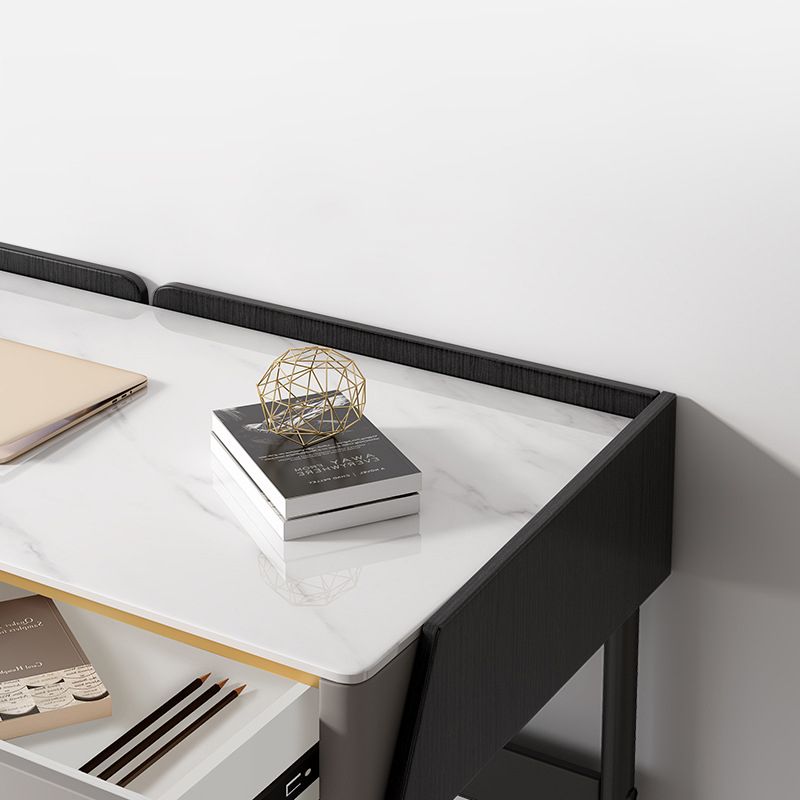 Glam Office Desk Antique Finish Computer Desk mit 2 Schubladen