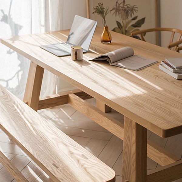 Mesa moderna de madera de pino para mesa de cocina rectangular de restaurantes con base de caballete
