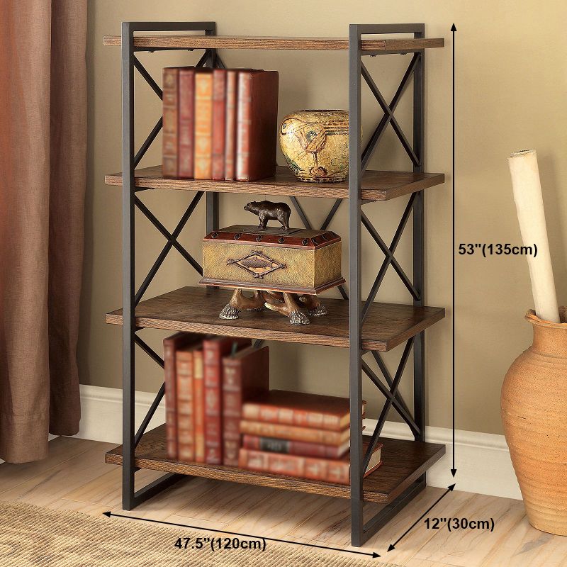 Industrial Open Etagere Bookshelf with Black Iron Frame Solid Wood Shelf Clearhalo 'Bookcases' 'furn' 'furn_bookcases' 'Furniture' 'furniture_bookcases' 'kitchen' 'kitchen_bookcases' 'Living Room Furniture' 'Office Furniture' 1200x1200_9bfd42fd-47fa-494d-954a-8edc17ace9d5