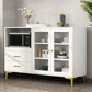 Engineered Wood Glam Buffet Stand Glass Doors Adjustable Shelving Sideboard Cabinet Clearhalo 'buffet_sideboard' 'Buffets & Sideboards' 'Furniture' 'furniture_buffet_sideboard' 'Kitchen & Dining Furniture' 1200x1200_9bff6ec6-5bf1-48dc-9d9c-f75f4755289a