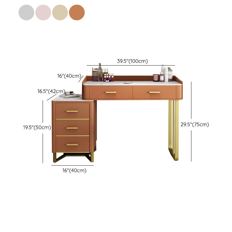 Glam Make-up Vanity With 5 Storage Drawers Dresser with Golden Base Clearhalo 'Bedroom Furniture' 'furn' 'furn_makeup_vanities' 'Furniture' 'Makeup Vanities' 'makeup_vanities' 1200x1200_9bffbf7c-1630-4c35-9e83-ed7872017dfb