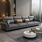 Contemporary Dark Gray Sofa Faux Leather Stain-Resistant Sectional with Pillow Top Arm Clearhalo 'furn' 'furn_sectionals' 'Furniture' 'furniture_sectionals' 'Living Room Furniture' 'Sectionals' 1200x1200_9c00c975-4f4f-417c-9950-78a081e94273
