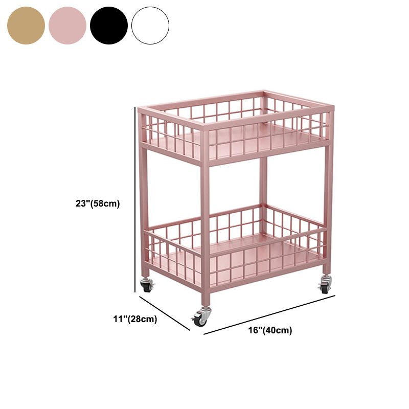 Librería de almacenamiento nórdico de metal abierta con ruedas con ruedas