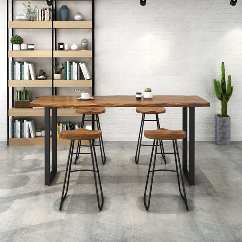 Industrial Style Rectangle Bar Table Solid Wood Bistro Bar Desk with Sled Base Clearhalo 'Bar Furniture' 'Bar Tables' 'bar_tables' 'furn' 'furn_bar_tables' 'Furniture' 'Kitchen & Dining Furniture' 1200x1200_9c04fe08-ece8-442f-92ab-40fe7dbdca4e