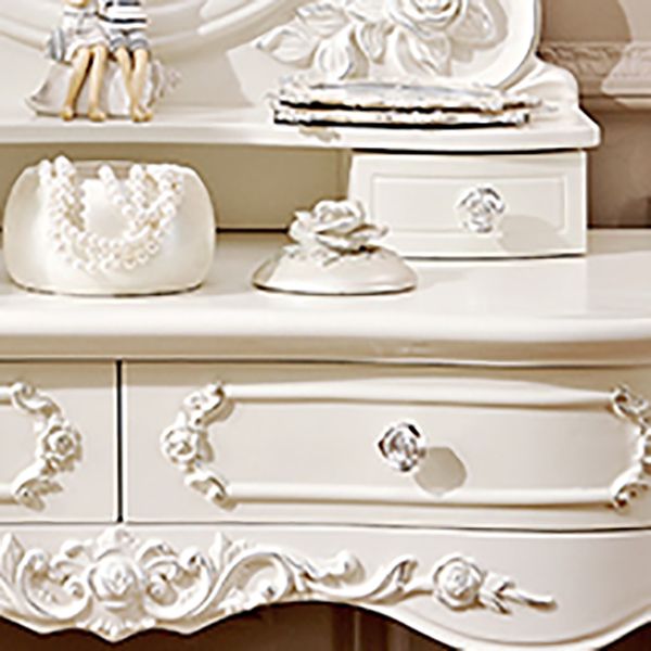 4 Drawers White/Blak/ /Golden MakeupTable Stool Set, 18.89" W x 63.77" H Clearhalo 'Bedroom Furniture' 'furn' 'furn_makeup_vanities' 'Furniture' 'Makeup Vanities' 'makeup_vanities' 1200x1200_9c059a8f-19de-4d48-9d4e-fa3dd52a1684