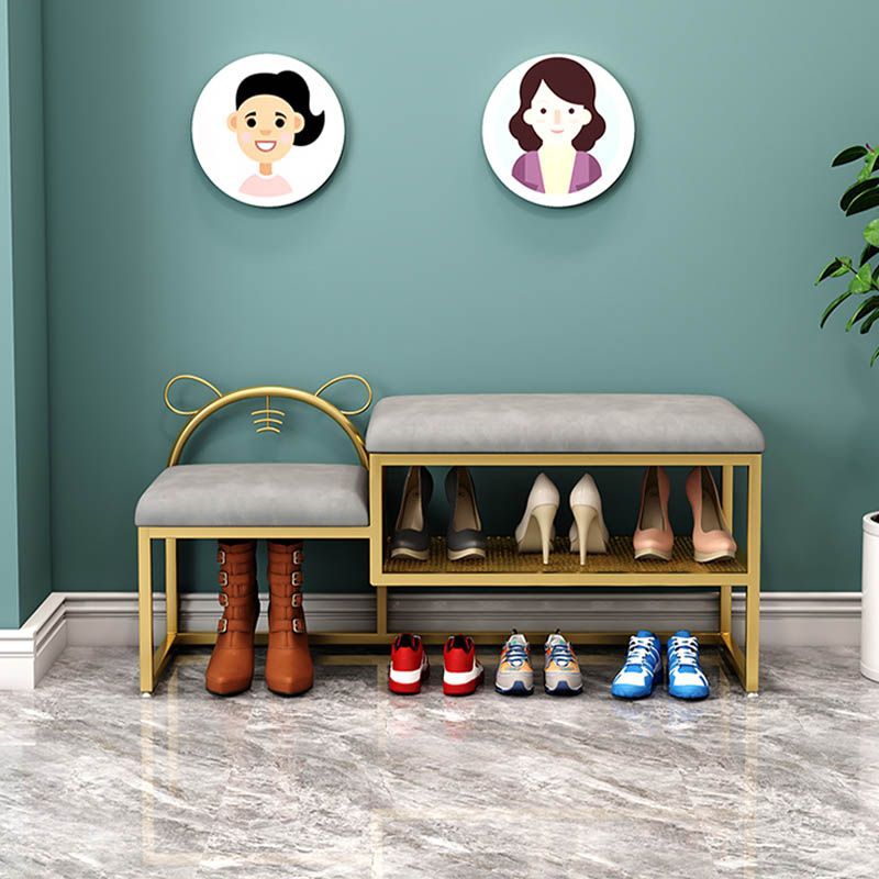 Glam Metal Entryway Bench Cushioned Rectangle Shoe Storage Seating Bench Clearhalo 'Benches' 'Chairs & Seating' 'furn' 'furn_benches' 'Furniture' 'Living Room Furniture' 1200x1200_9c08cc60-195d-491c-af68-59ce85454a7e