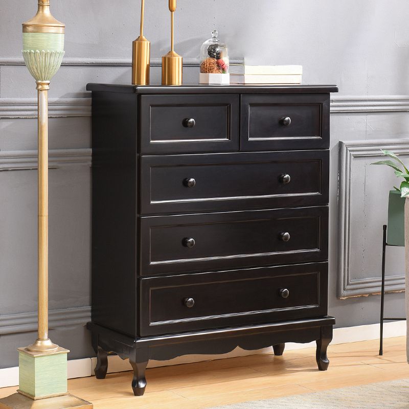 Mid-Century Modern Accent Chest with 5 Drawers Storage Cabinet