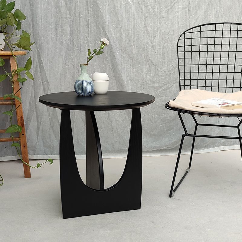 スカンジナビアの丸い木製の上部面表19.6インチの要約エンドテーブル