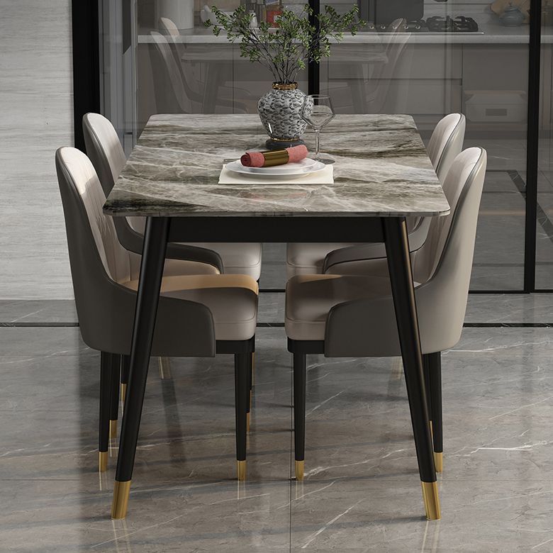 Glam 1/5/7 Pieces Dining Set Rectangle Dining Table Set for Home Use Clearhalo 'Dining Room Sets' 'Dining Tables & Seating' 'dining_room_set' 'furn' 'furn_dining_room_set' 'Furniture' 'furniture_dining_room_set' 'Kitchen & Dining Furniture' 'kitchen&dining_furn' 'kitchen' 1200x1200_9c0b8553-903d-4c4c-bfaf-d578cd8e966b