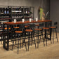 Table de bar rectangulaire à hauteur de barre avec base en métal noir pour utilisation sur patio