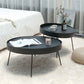 Mid-Century Modern Coffee Table with 4 Legs and Iron Round Top Clearhalo 'Coffee & Accent Tables' 'Coffee Tables' 'coffee_tables' 'furn' 'furn_coffee_tables' 'Furniture' 'Living Room Furniture' 1200x1200_9c0d625b-d1ee-46eb-8eb8-56efb78226bf